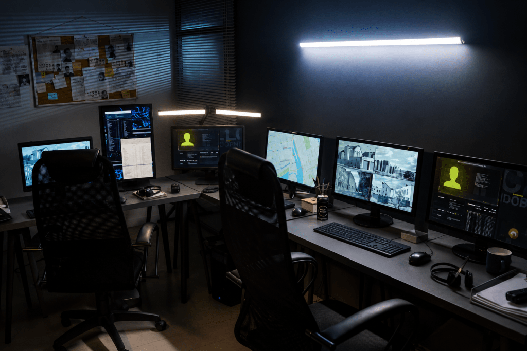 Investigator using link analysis software to map connections between entities
